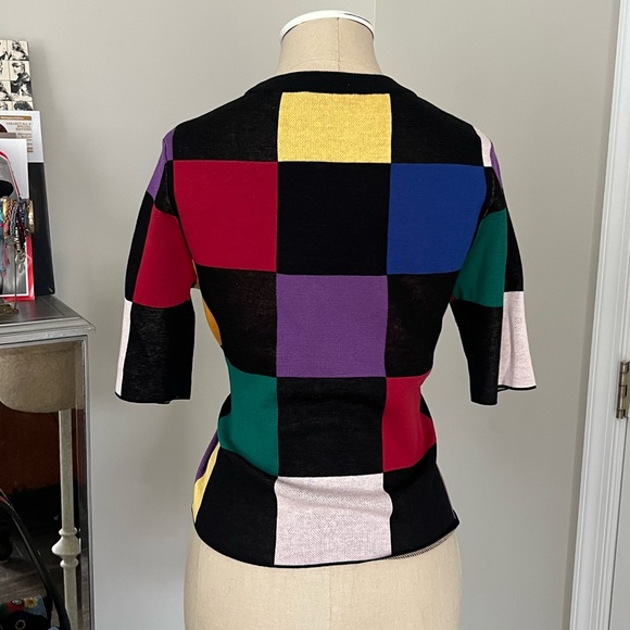 Staud Multi Color Checked Knit Top - Picture 2 of 3